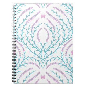 Carnet Roses sauvages et papillons /rose/vert pâle/jaune