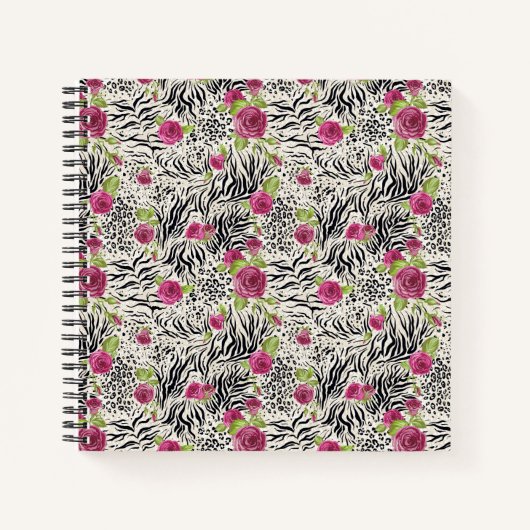 Carnet Roses sur Motif animal (Devant)