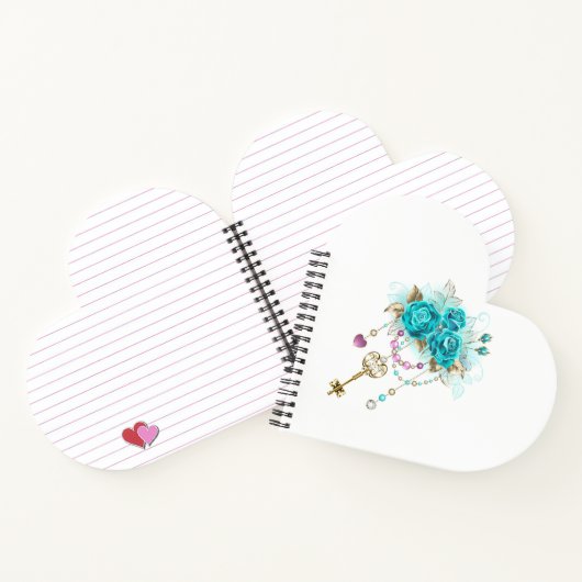 Carnet Roses turquoise avec touches (Intérieur)