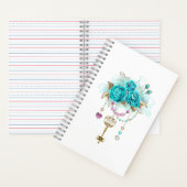 Carnet Roses turquoise avec touches (À l'intérieur)