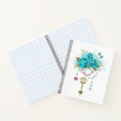 Carnet Roses turquoise avec touches (Intérieur)
