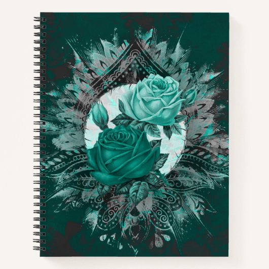 Carnet Roses Turquoises tribaux (Devant)