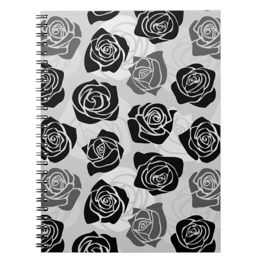 Carnet Roses Vintages chic en noir et blanc (Devant)