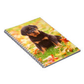 Carnet Rottweiler Chiot Assis Dans Les Feuilles D'Automne (Côté Droit)