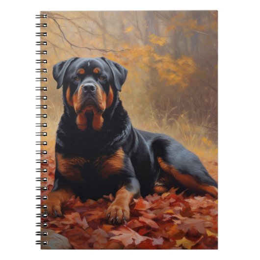 Carnet Rottweiler dans les feuilles d'automne automne aut (Devant)