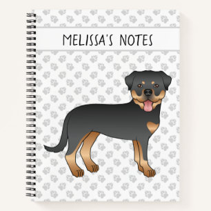 Carnet Rottweiler noir et feu Chien de dessin animé migno