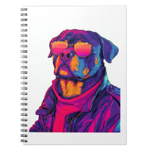 Carnet Rottweiler Rétro � Chien à Vibe Néon 80s