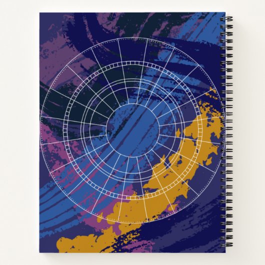 Carnet Roue astrologique jaune violet Abstrait (Dos)