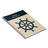 Carnet roue de navire de marine avec nom beige Voyage côt (Côté Droit)