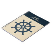 Carnet roue de navire de marine avec nom beige Voyage côt (Côté gauche)