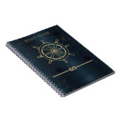 Carnet Roue nautique en or, Bleu foncé (Côté Droit)