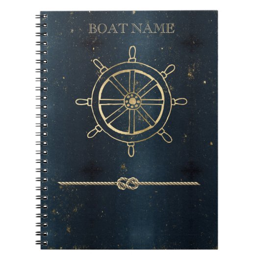 Carnet Roue nautique en or, Bleu foncé (Devant)