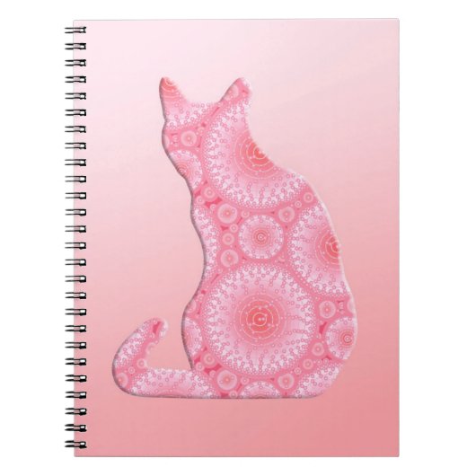 Carnet "Roues de lumière" Chat - corail rose (Devant)
