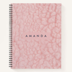 Carnet Rouge à joues personnalisé Rose pastel en fourrure