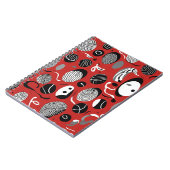 Carnet rouge Abstrait - Motifs noirs et blancs (Côté gauche)