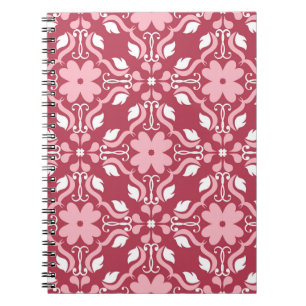 Carnet Rouge, beige à fleurs, papier peint motif sans cou