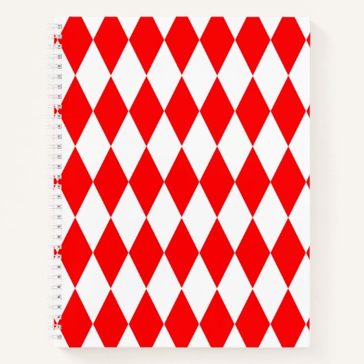 Carnet Rouge blanc Arlequin Diamants Checkers Design (Devant)