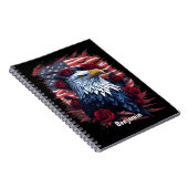 Carnet Rouge Blanc Bleu Drapeau Patriotique Aigle Roses J (Côté Droit)