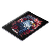 Carnet Rouge Blanc Bleu Drapeau Patriotique Aigle Roses J (Côté gauche)