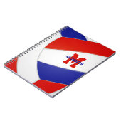 Carnet rouge blanc équipe couleurs filles garçons volley- (Côté gauche)