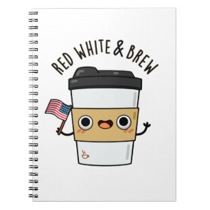 Carnet Rouge Blanc Et Bière Blague Drapeau Américain Café