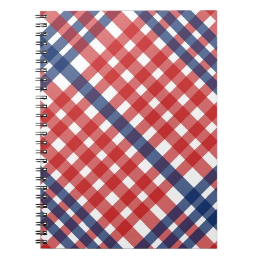 Carnet Rouge blanc et bleu En vichy plaid (Devant)