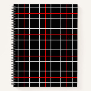 Carnet Rouge Blanc Lignes Graphiques Dessin à Carreaux No