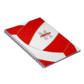 Carnet rouge blanc personnalisé filles garçons volley-bal (Côté Droit)