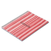 Carnet Rouge Blanc Rosé Rose Rayures   (Côté gauche)
