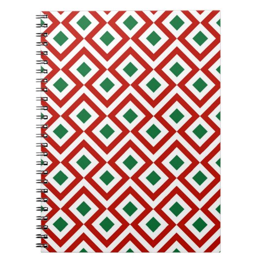 Carnet Rouge, blanc, vert méandre (Devant)