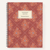 Carnet Rouge Boho Chic Lin Texturé Floral Université Pers (Devant)