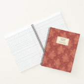 Carnet Rouge Boho Chic Lin Texturé Floral Université Pers (Intérieur)