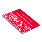 Carnet Rouge Bold Mod Damask avec texte personnalisé (Côté Droit)