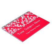 Carnet Rouge Bold Mod Damask avec texte personnalisé (Côté gauche)