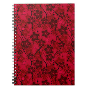 Carnet rouge brun floral rustique mode motif rétro