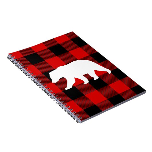 Carnet Rouge Buffalo Plaid & Ours Blanc (Côté Droit)