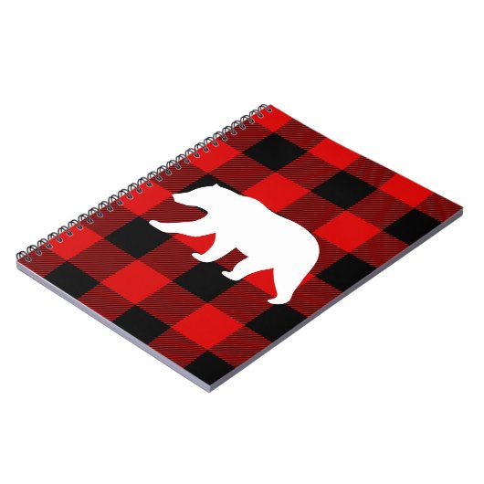 Carnet Rouge Buffalo Plaid & Ours Blanc (Côté gauche)