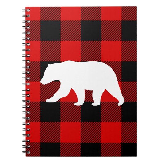 Carnet Rouge Buffalo Plaid & Ours Blanc (Devant)