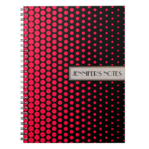 Carnet Rouge Carmine À Pois Élégant Moderne Noir