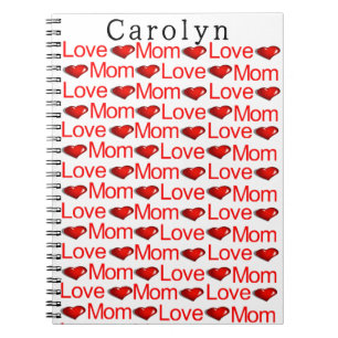 Carnet Rouge coeurs J'aime Maman