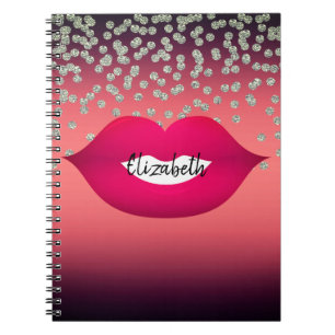 Carnet Rouge corail avec confettis ou diamants en feuille