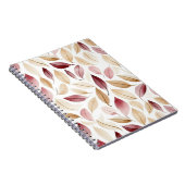 Carnet Rouge Crémeux Doré Feuilles Rouges (Côté Droit)