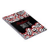 Carnet Rouge doux élégant 16 Zebra Heart Design Nom (Côté Droit)