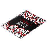 Carnet Rouge doux élégant 16 Zebra Heart Design Nom (Côté gauche)