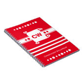 Carnet Rouge et blanc ajoutent des initiales nom rayé (Côté Droit)