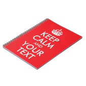 Carnet Rouge et blanc Gardez le calme et votre texte (Côté gauche)