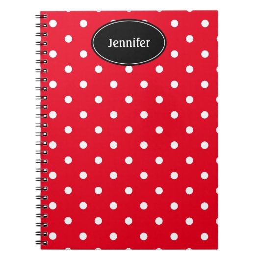 Carnet Rouge et Blanc Points Personalisés (Devant)