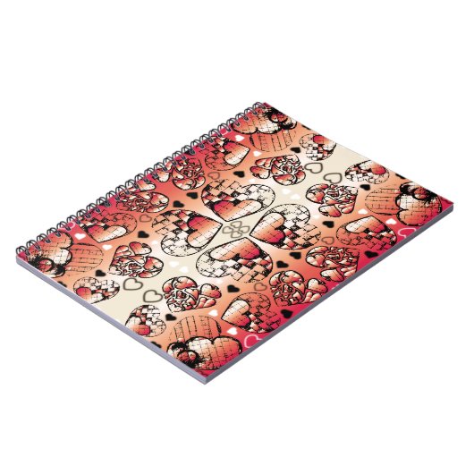 Carnet Rouge et blanc Whimsical Romantic Hearts motif (Côté gauche)