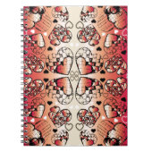 Carnet Rouge et blanc Whimsical Romantic Hearts motif (Devant)