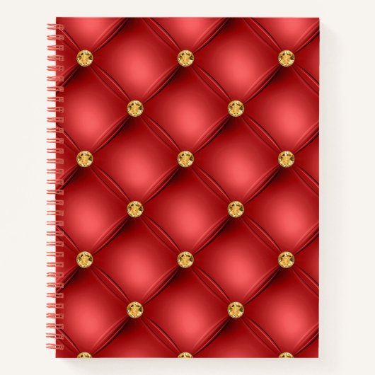 Carnet Rouge et or Diamant Tufted Cuir Texture luxe (Devant)